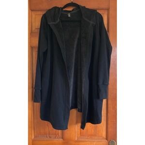 Active Life Women S Black Hooded Open Front Thumbhole Cardigan Jacket Athleisure